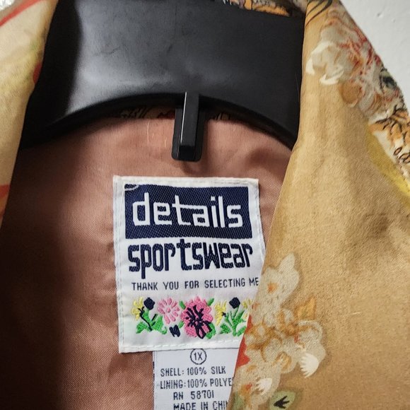 Vintage Details Sportswear Womens Silk Blend Zip Up Bomber Jacket 1X Flawed - Picture 2 of 9